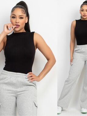 BLASHE Double Layered Sleeveless Black High-Neck Bodysuit